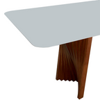 Mesa Retangular Tania Menegaz 180x100cm Canto Moeda Noce Tampo de Vidro Off White