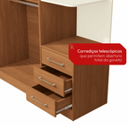 Roupeiro T593 Kappesberg 220cm 4 Portas 3 Gavetas e Nichos Canela e Off White