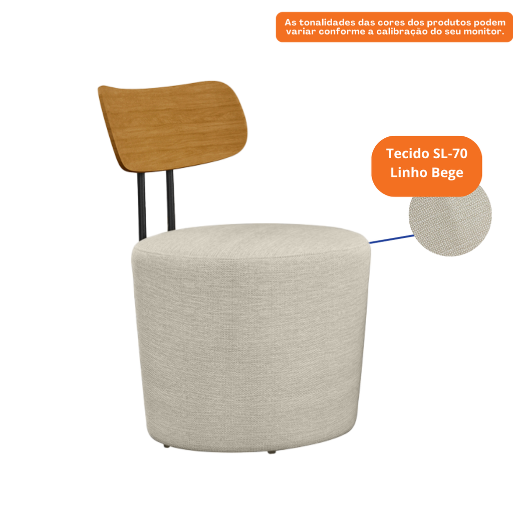 Poltrona Lua 53cm Molufan Encosto Laminado Linho Bege