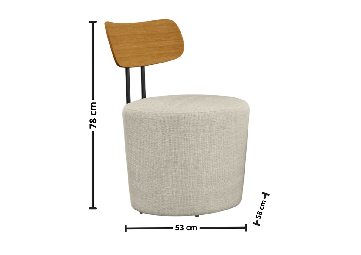 Poltrona Lua 53cm Molufan Encosto Laminado Linho Bege