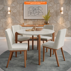 Mesa Redonda Donatella Província 115cm Natural Tampo Vidro Off White