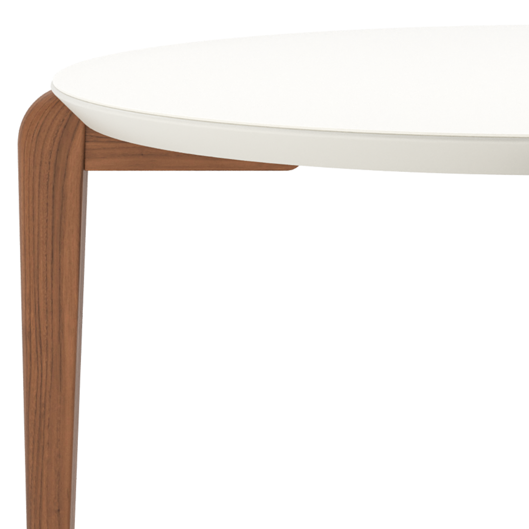 Mesa Redonda Donatella Província 115cm Natural Tampo Vidro Off White