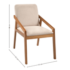 Cadeira Luz Artsoli com Braço Castanho Claro Linho Off White