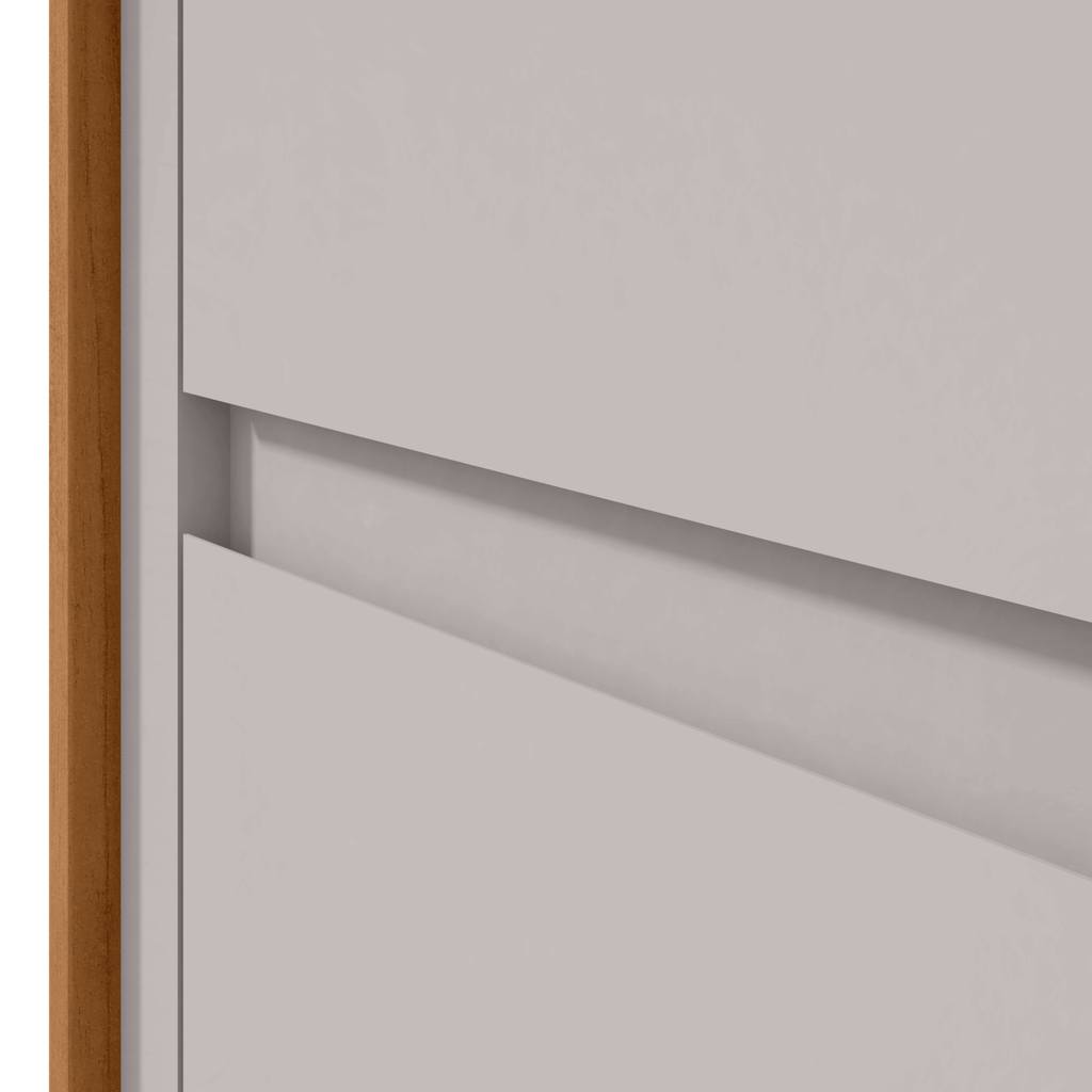 Mesa de Cabeceira Loop Lopas 55cm 2 Gavetas com Pés Amêndoa e Off White