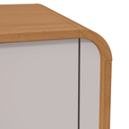Mesa de Cabeceira Loop Lopas 55cm 2 Gavetas com Pés Amêndoa e Off White