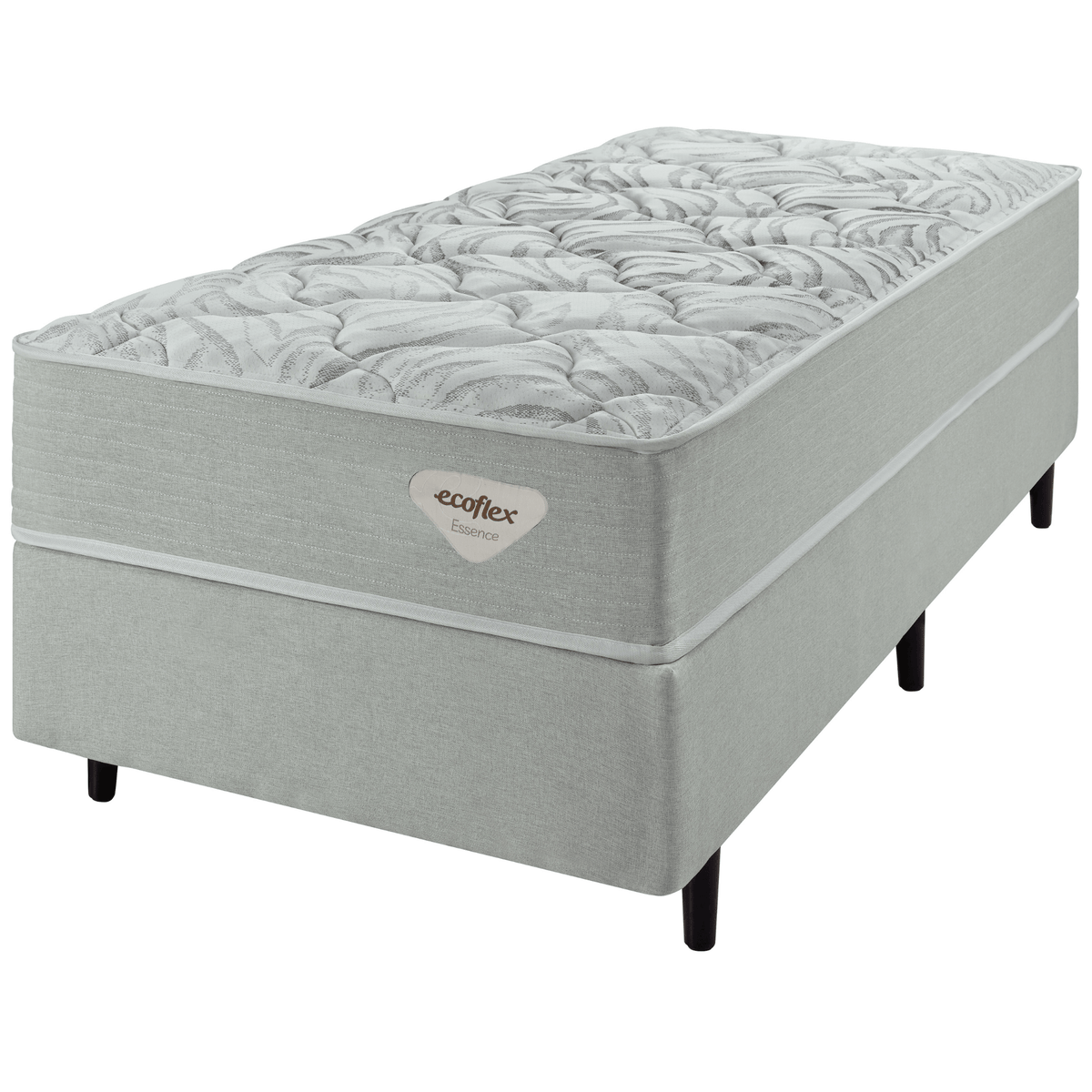 Conjunto Cama Box Luno Solteiro Ecoflex 88X188x61 Molas Ensacadas Prata