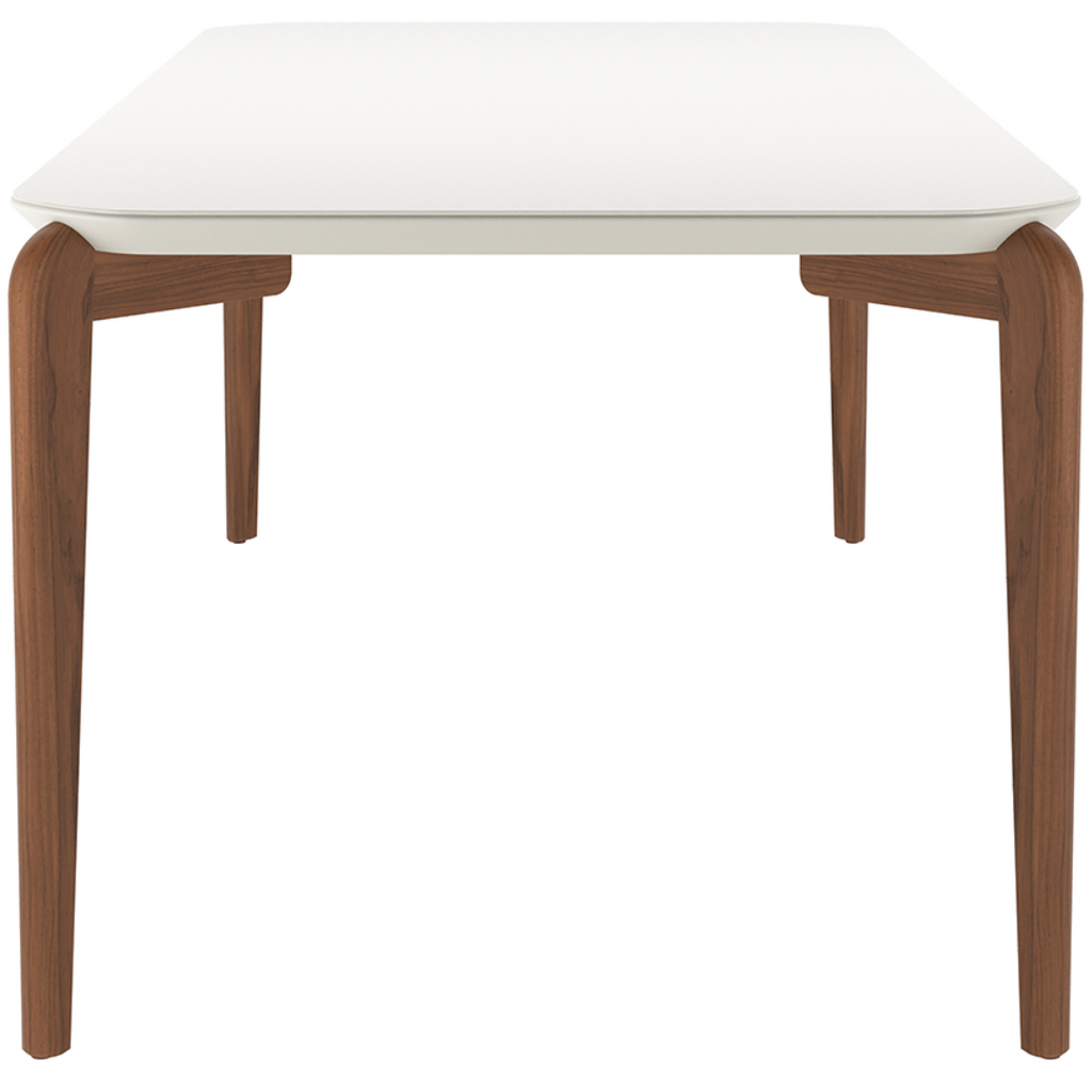 Mesa Retangular Donatella Província 220x100cm Natural Tampo Vidro Off White