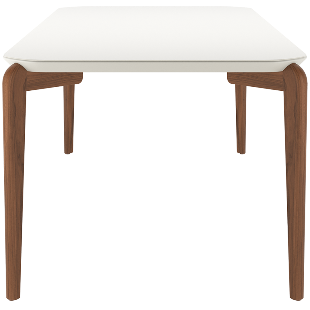 Mesa Retangular Donatella Província 220x100cm Natural Tampo Vidro Off White