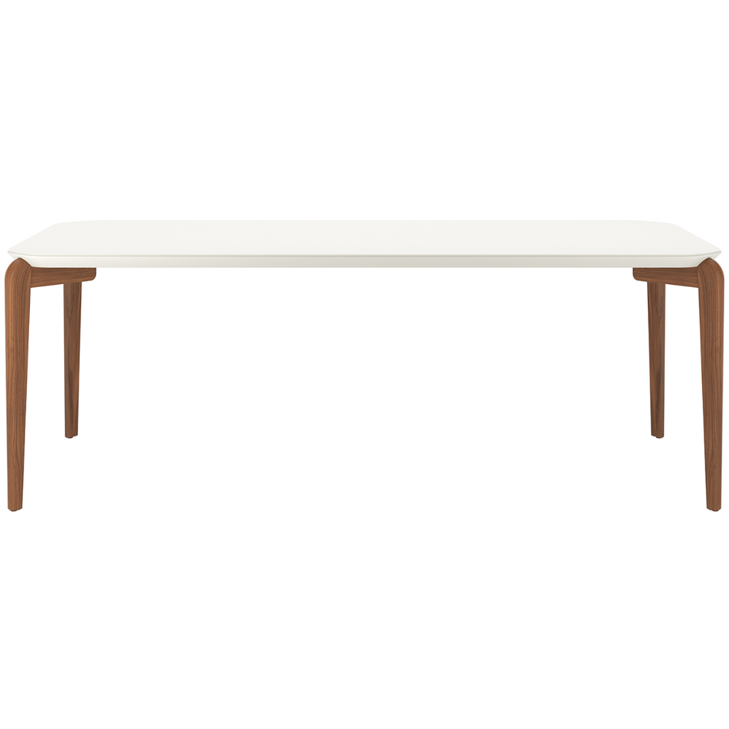 Mesa Retangular Donatella Província 220x100cm Natural Tampo Vidro Off White