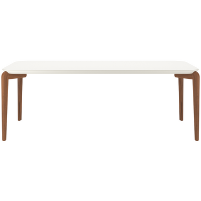 Mesa Retangular Donatella Província 220x100cm Natural Tampo Vidro Off White