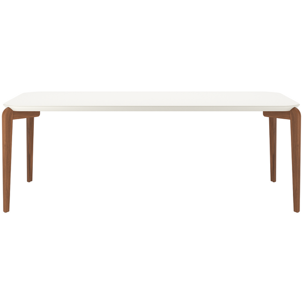 Mesa Retangular Donatella Província 220x100cm Natural Tampo Vidro Off White