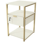 Mesa de Cabeceira Industrial Kappesberg LI046 Off White e Dourado
