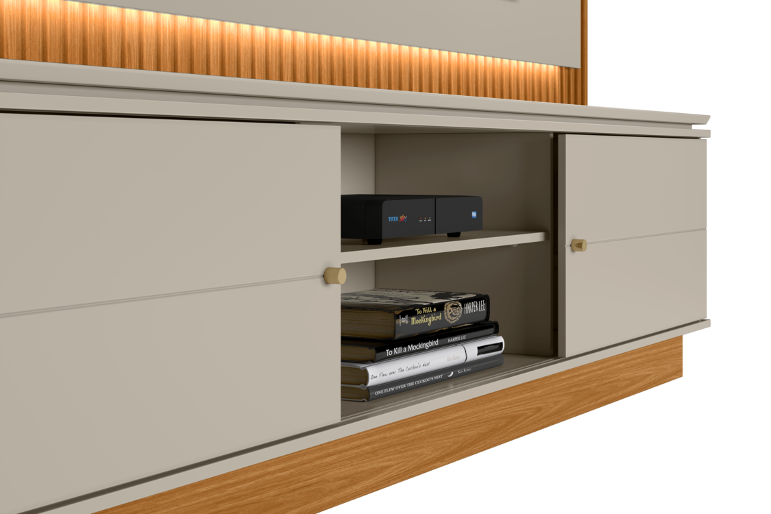 Home Guararapes Linea para TV 75'' com Led Nature e Off White