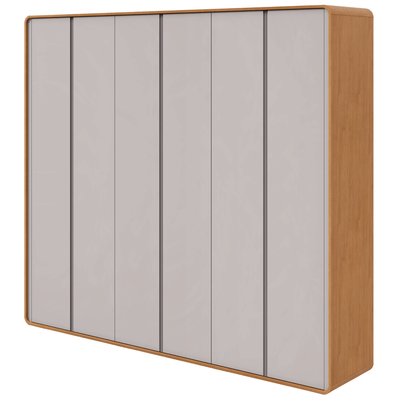 Roupeiro Loop Lopas 270cm 100% MDF 6 Portas Amêndoa e Off White