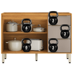 Armário Balcão de Cozinha Plena Demóbile 100% MDF 120cm 2 Portas 3 Gavetas Cinamomo e Nude