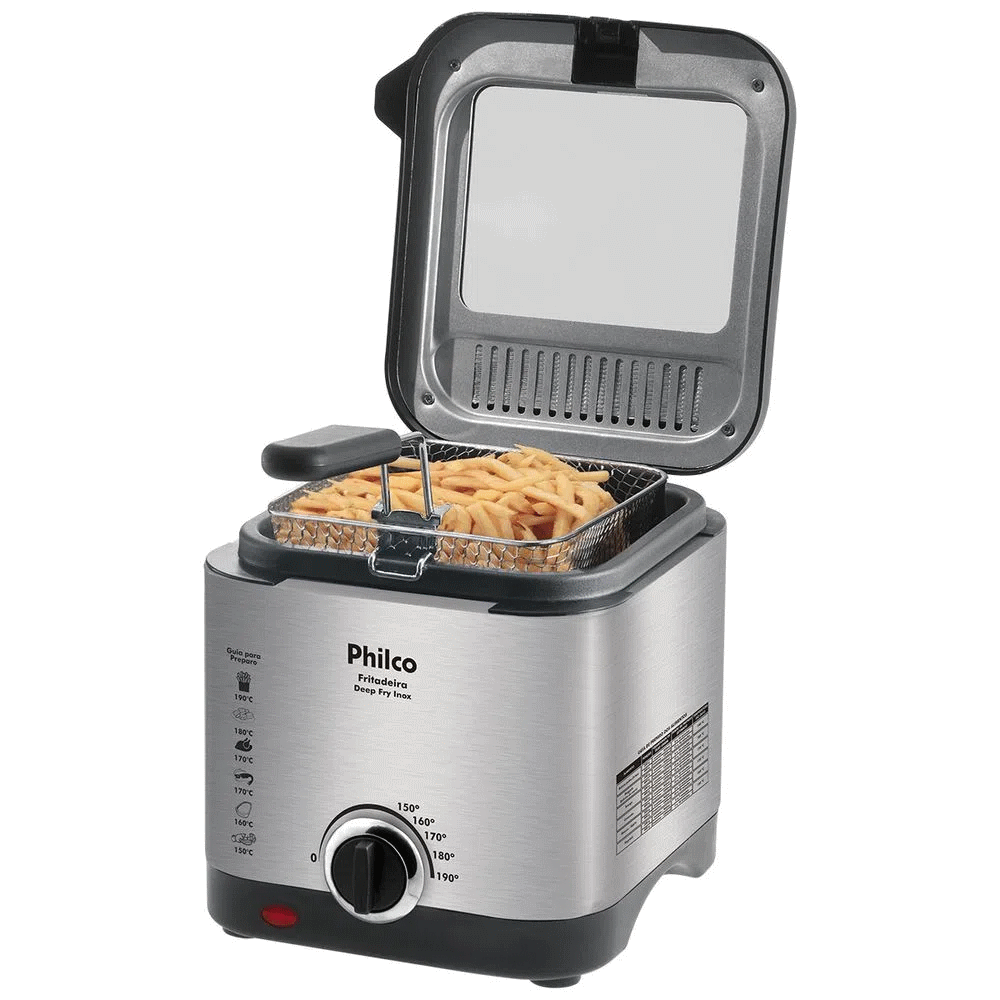 Fritadeira Elétrica com Oléo Philco 1,8L  Deep Fry Inox 220V