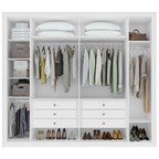 Roupeiro Imperatore Lopas  274cm 100% MDF 6 Portas com Puxador em Madeira Branco