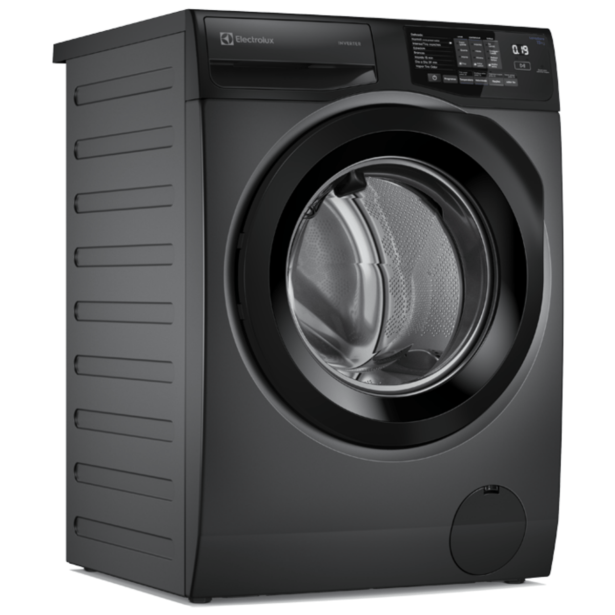 Lavadora de Roupas Electrolux 12KG LFC12 Lavagem Inteligente Inverter com Água Quente Cinza Ônix 220V