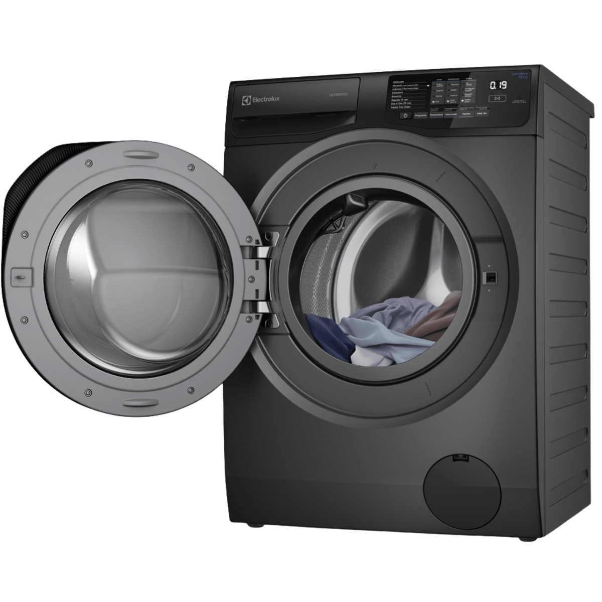 Lavadora de Roupas Electrolux 12KG LFC12 Lavagem Inteligente Inverter com Água Quente Cinza Ônix 220V