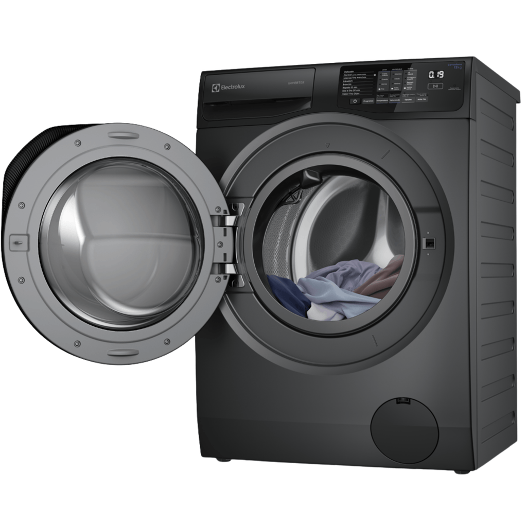Lavadora de Roupas Electrolux 12KG LFC12 Lavagem Inteligente Inverter com Água Quente Cinza Ônix 220V