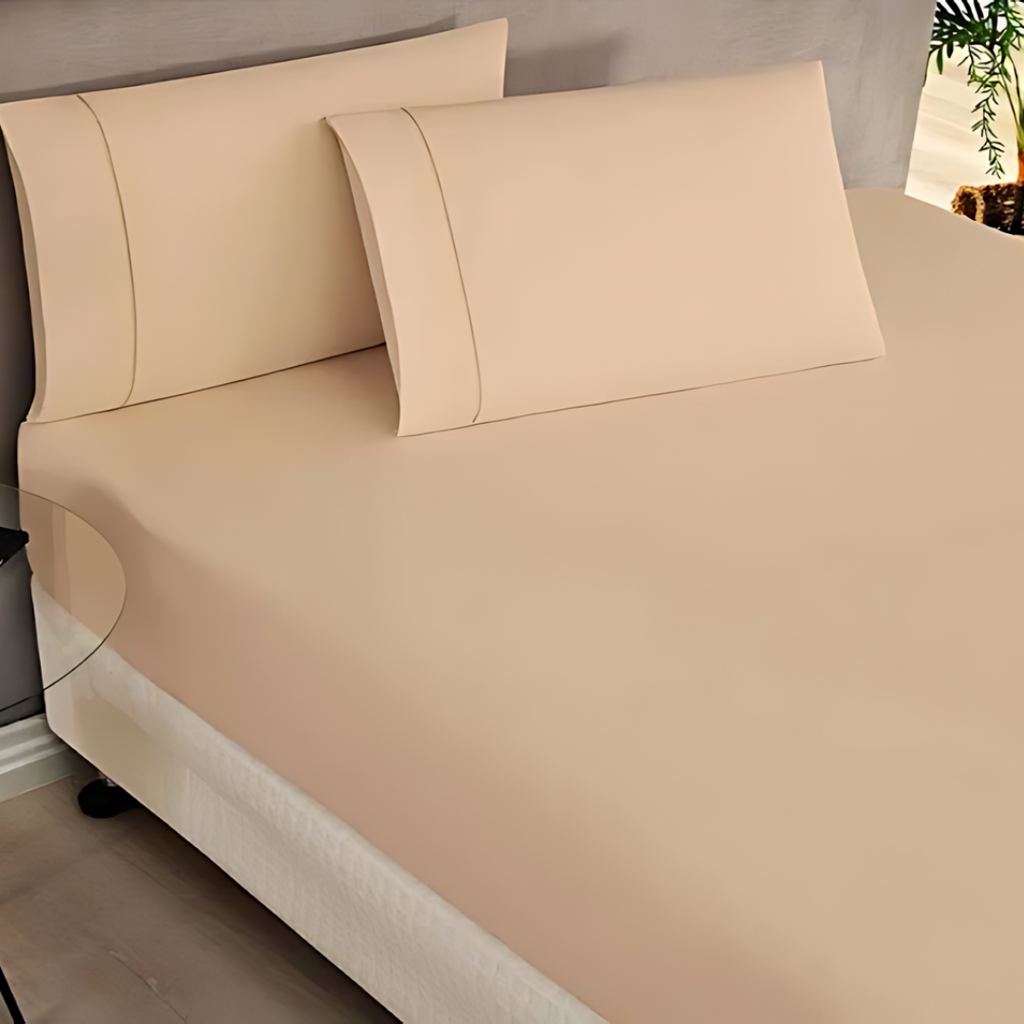 Lençol com Elástico Casal Altenburg 200 Fios 138x188cm Caramelo