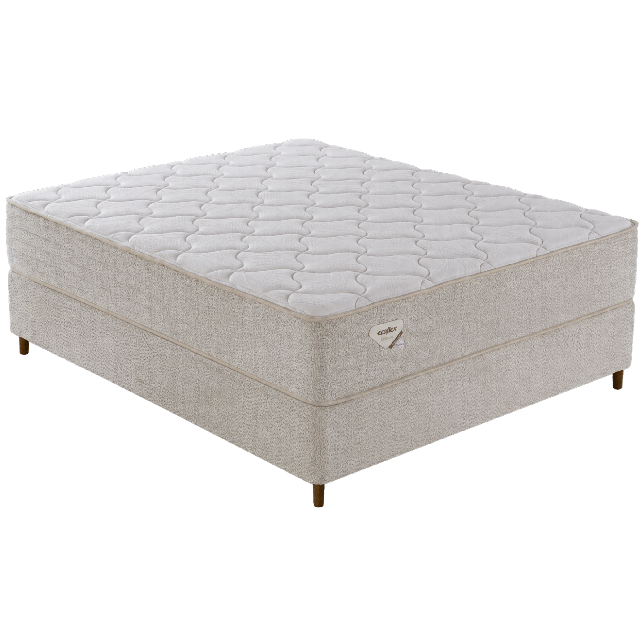 Conjunto Cama Box Multi Suportt Casal Ecoflex 138x188x57cm Miracoil Bouclê Bege