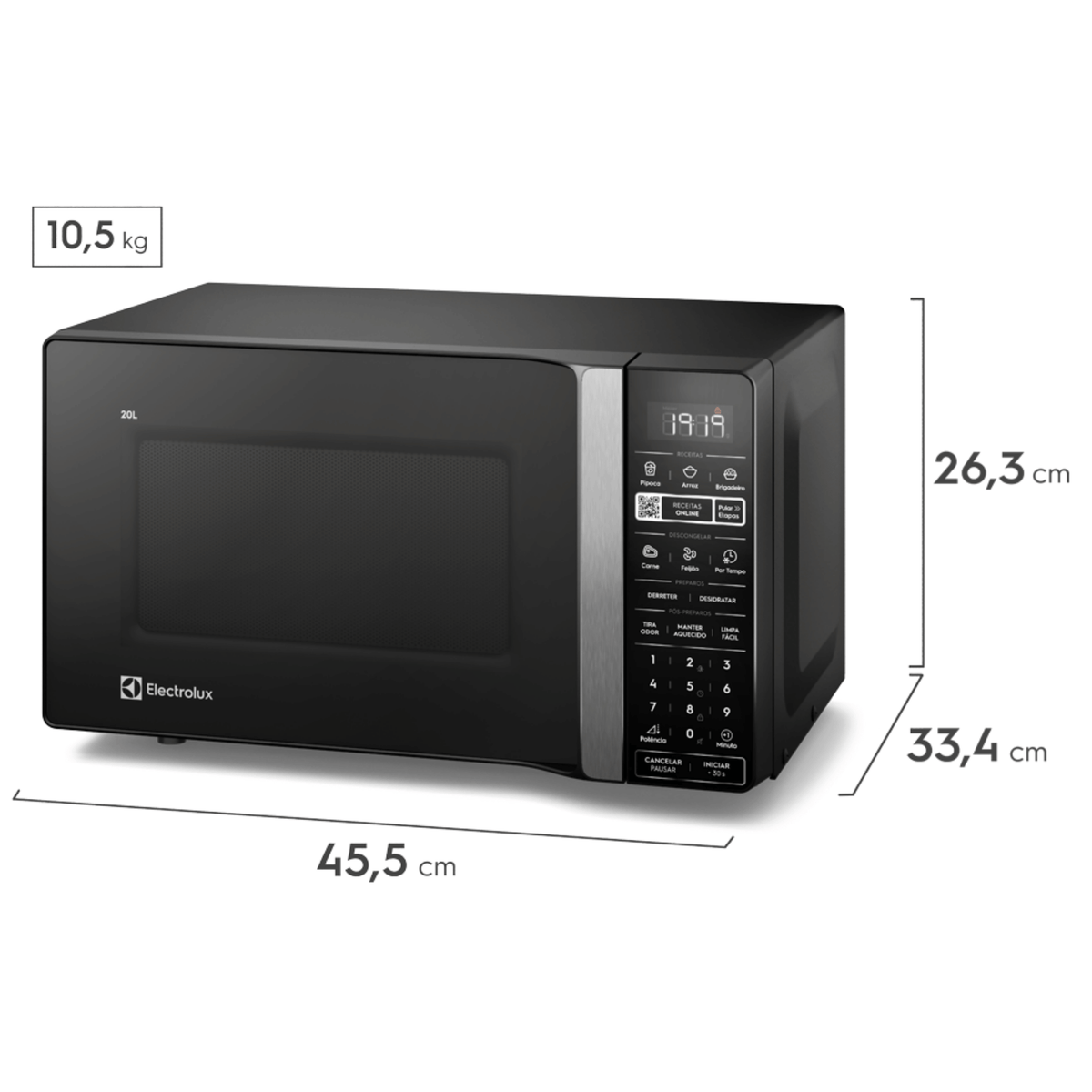 Micro-ondas Electrolux 20L Efficient ME20P Função Descongelamento Assistido Preto 220V