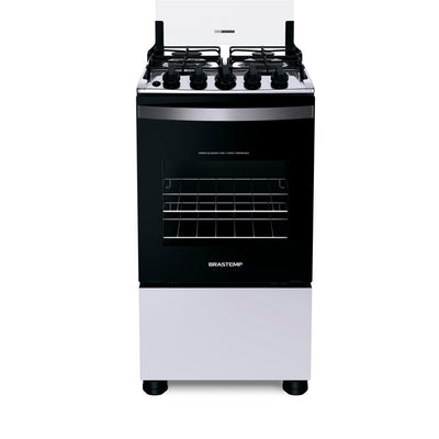 Fogão 4 Bocas Brastemp BFO4NBB Piso Duas Prateleiras com Alturas Ajustáveis Branco Bivolt