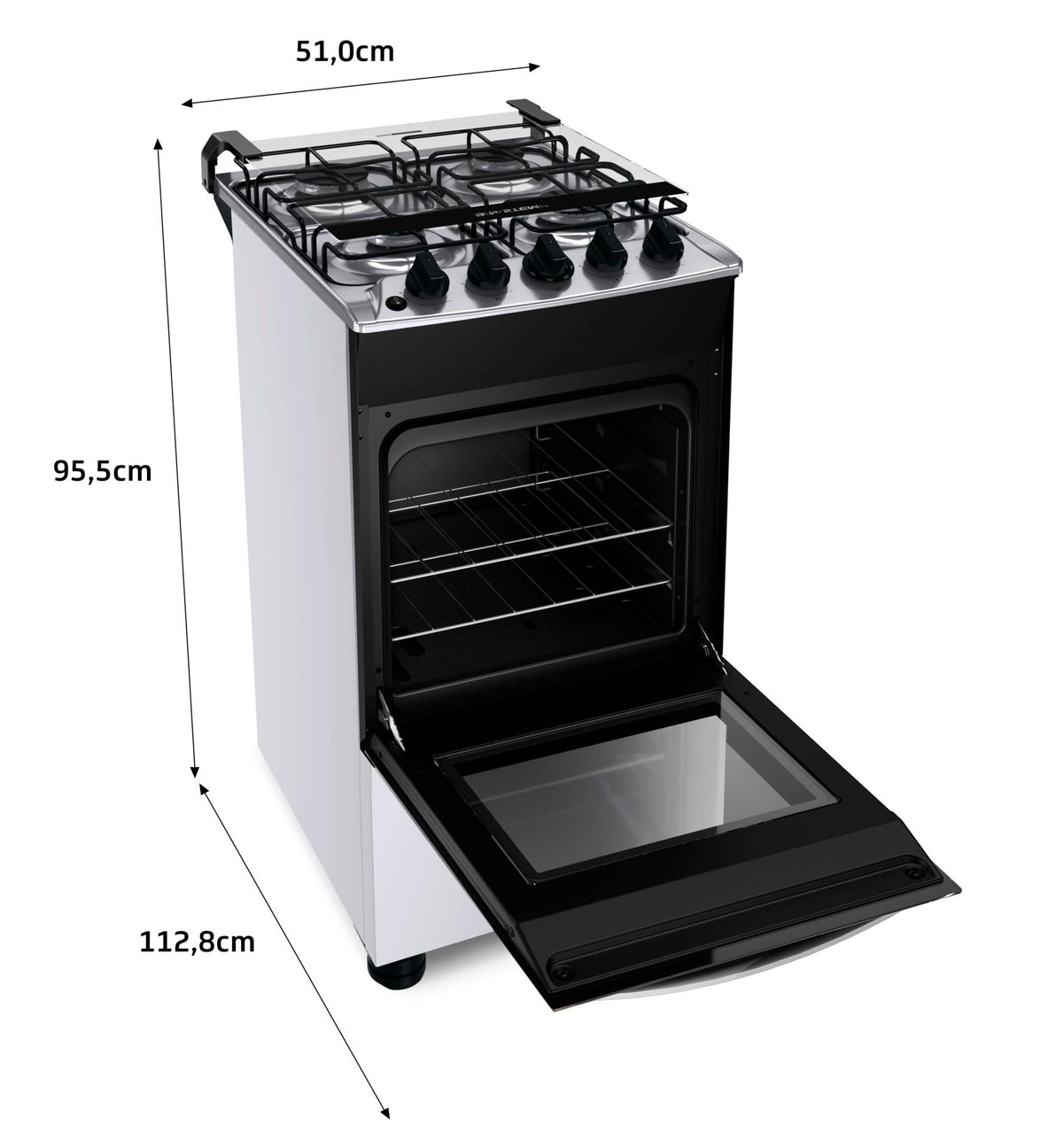 Fogão 4 Bocas Brastemp BFO4NBB Piso Duas Prateleiras com Alturas Ajustáveis Branco Bivolt