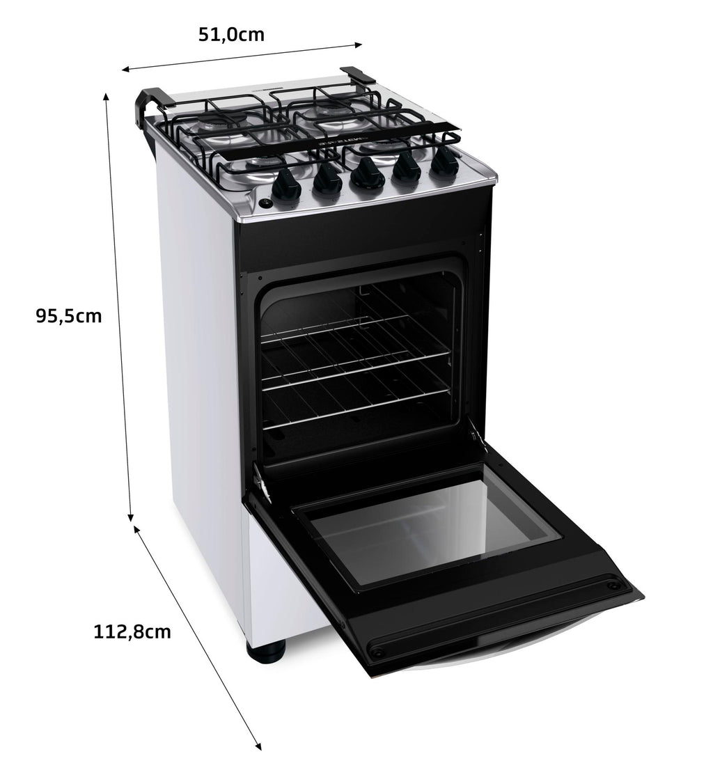 Fogão 4 Bocas Brastemp BFO4NBB Piso Duas Prateleiras com Alturas Ajustáveis Branco Bivolt