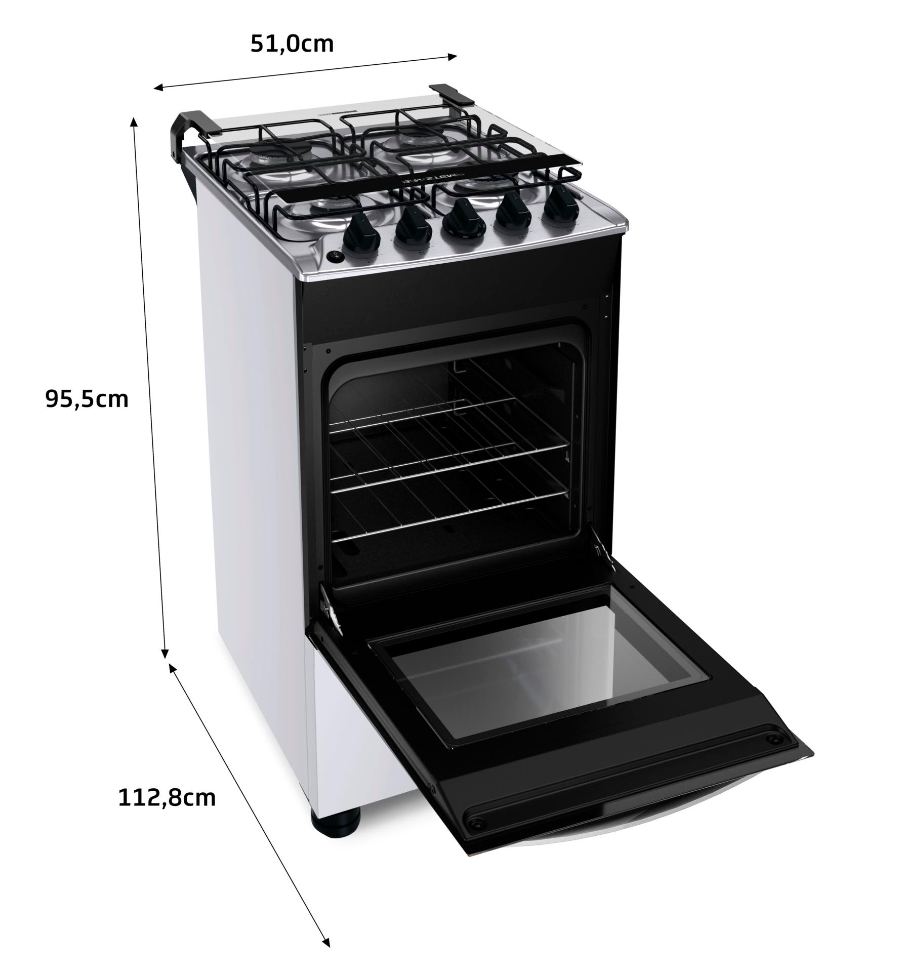 Fogão 4 Bocas Brastemp BFO4NBB Piso Duas Prateleiras com Alturas Ajustáveis Branco Bivolt