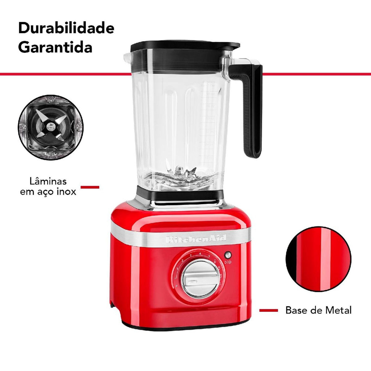 Liquidificador KitchenAid 1,6L KUA35AV Empire Red 1200W Vermelho 220V