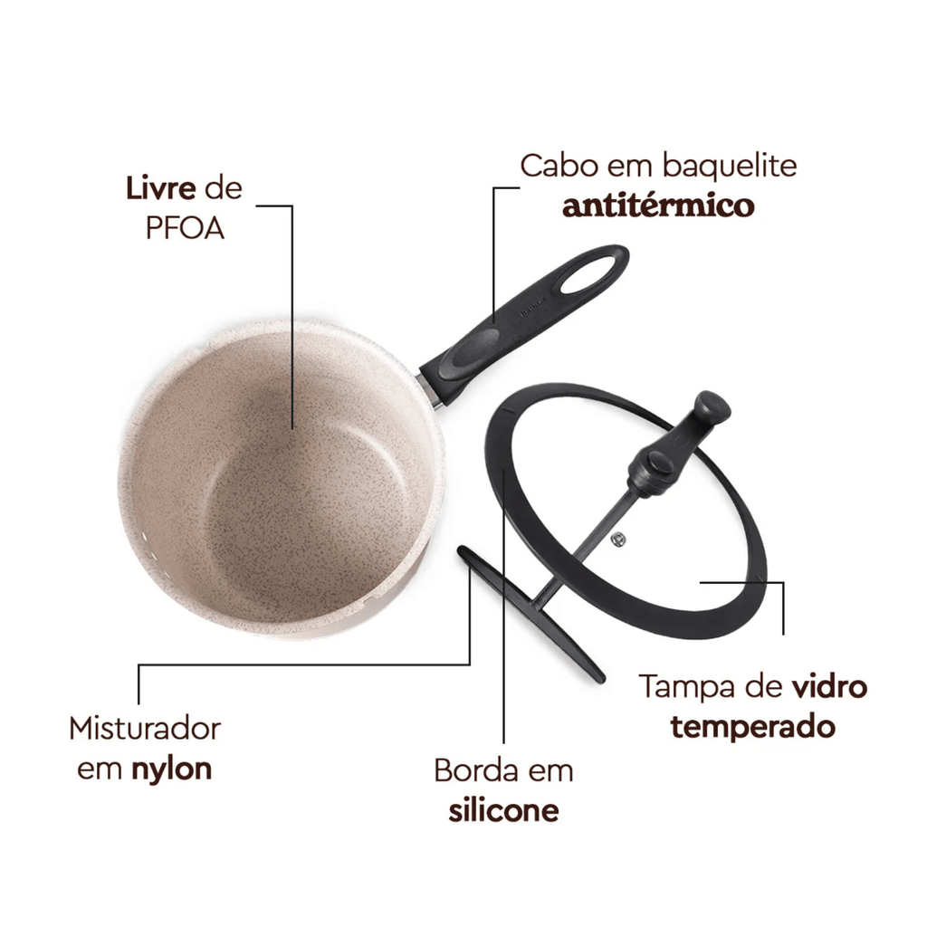 Panela Pipoqueira Ceramic Life Pic Poc Brinox 5,5L Antiaderente Vanilla
