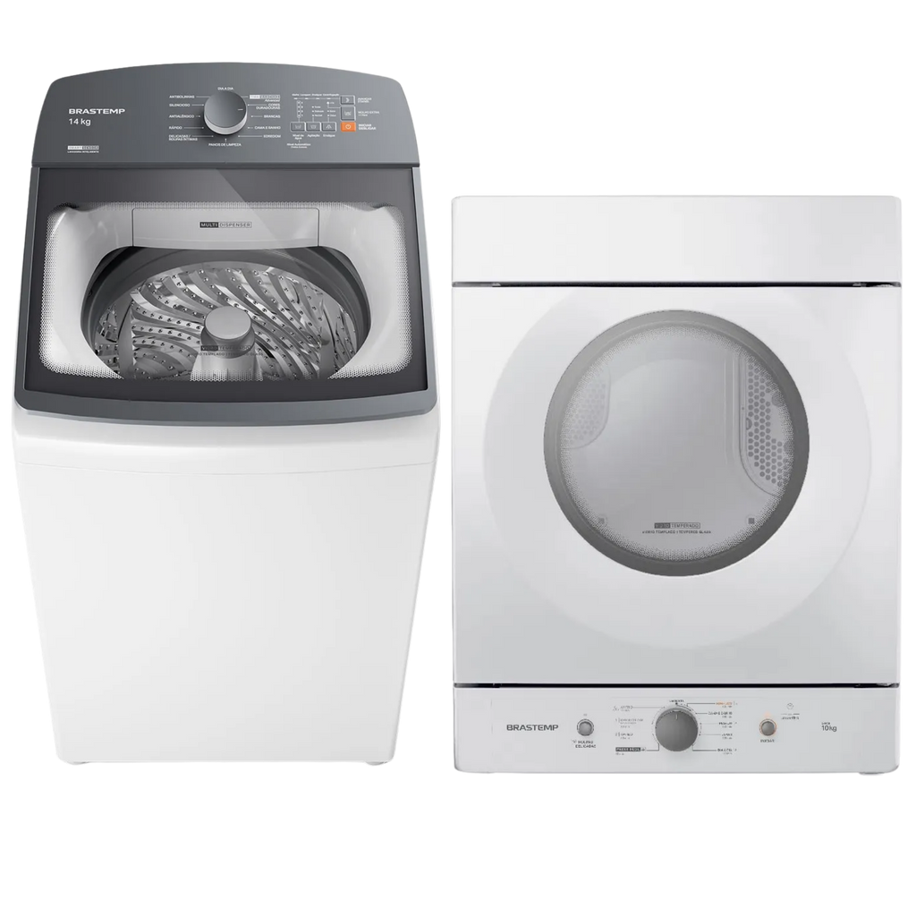 Conjunto Brastemp Lavadora de Roupas 14kg Advanced BWF14AB + Secadora de Parede 10kg BSI10BB 220V