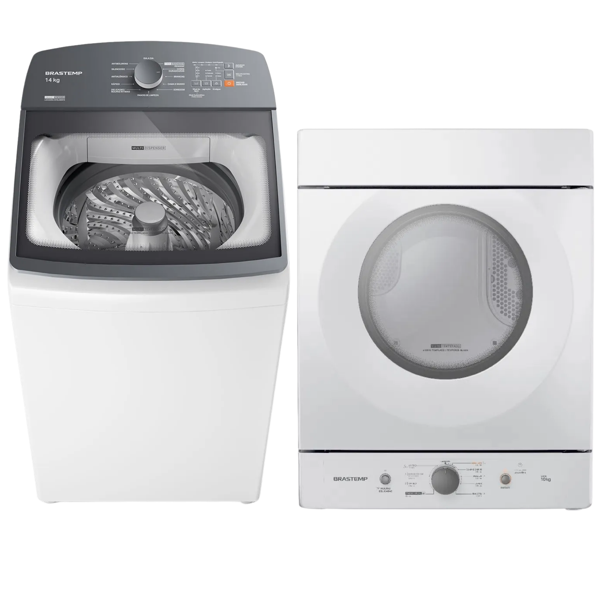 Conjunto Brastemp Lavadora de Roupas 14kg Advanced BWF14AB + Secadora de Parede 10kg BSI10BB 220V