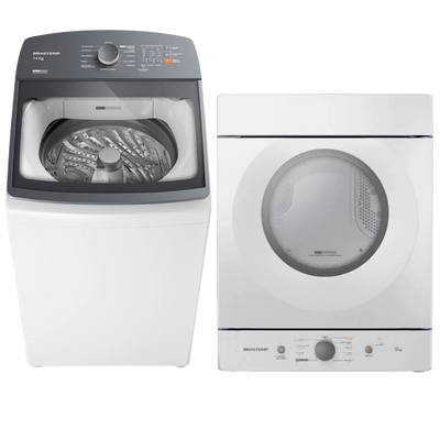 Conjunto Brastemp Lavadora de Roupas 14kg Advanced BWF14AB + Secadora de Parede 10kg BSI10BB 220V