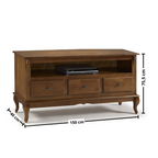 Rack Rústico 150cm Linz 60501 3 Gavetas 100% Madeira Maciça Imbuia