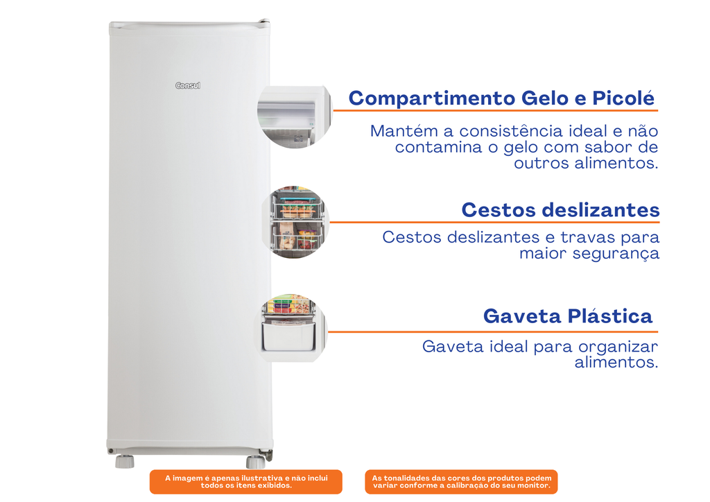 Freezer Vertical Consul 121L CVU18GB 1 Porta Branco 220V