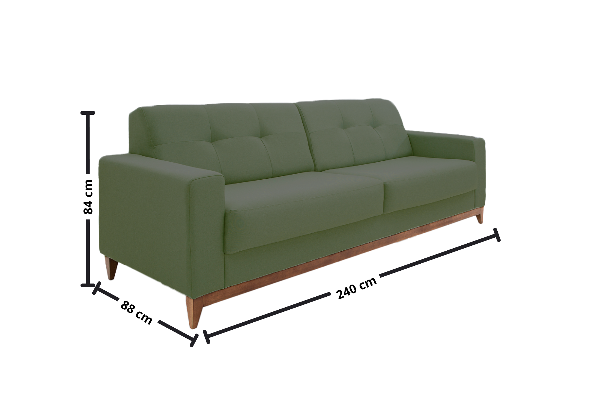 Sofá Living MH4219 240cm Herval 2 Assentos Base Madeira Verde