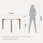 Mesa Redonda Donatella Província 115cm Natural Tampo Vidro Off White