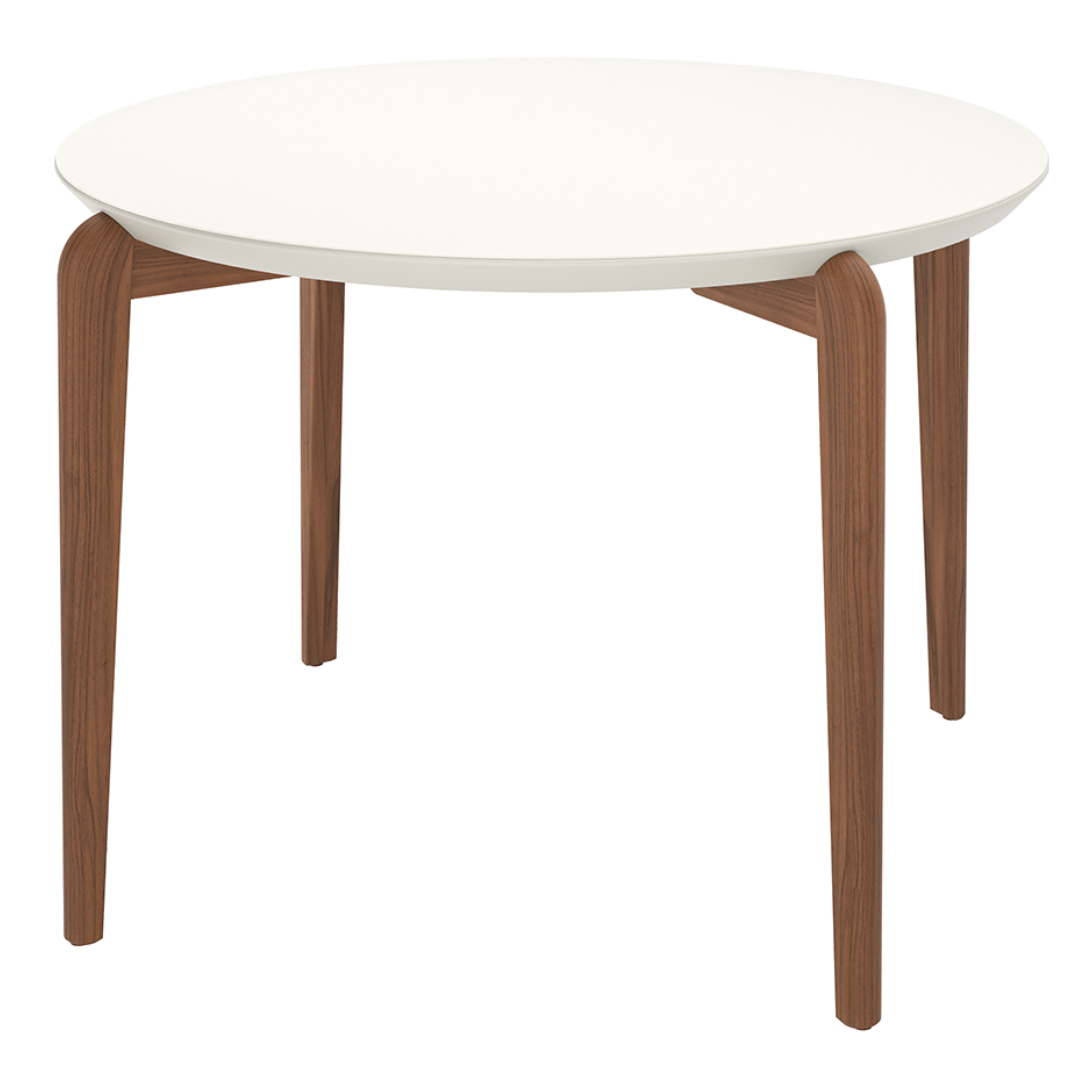 Mesa Redonda Donatella Província 115cm Natural Tampo Vidro Off White