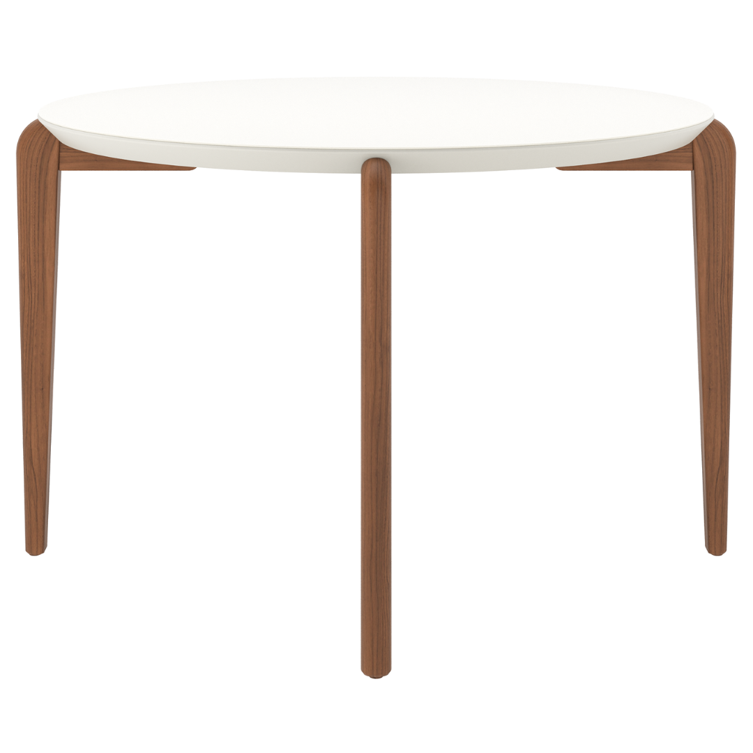 Mesa Redonda Donatella Província 115cm Natural Tampo Vidro Off White