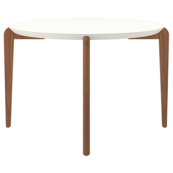 Mesa Redonda Donatella Província 115cm Natural Tampo Vidro Off White