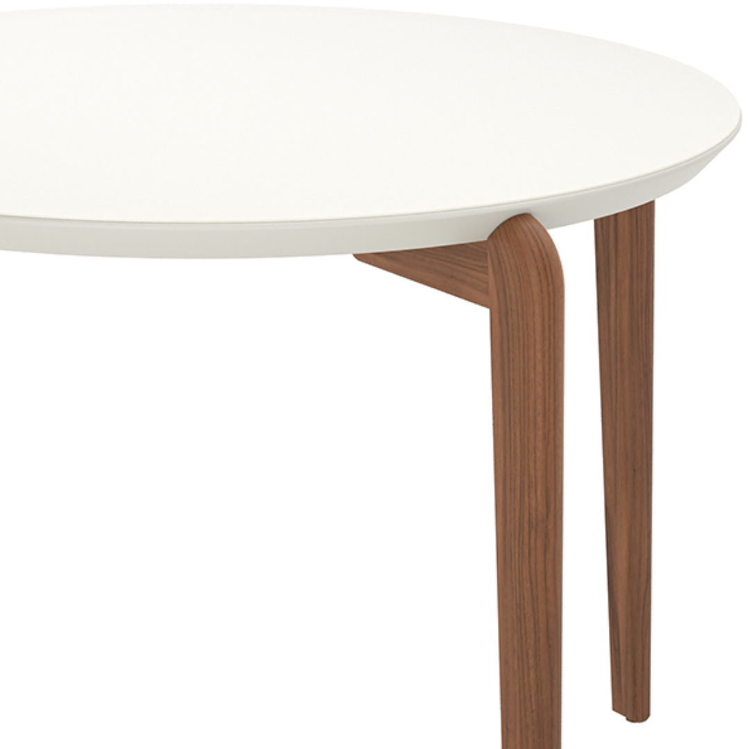 Mesa Redonda Donatella Província 115cm Natural Tampo Vidro Off White