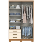 Roupeiro Caju Henn 121cm 4 Portas 3 Gavetas com Pé Cinamomo e Off White