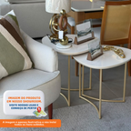 Mesa Lateral Pétala DJ Móveis Orgânica Pé Dourado Off White