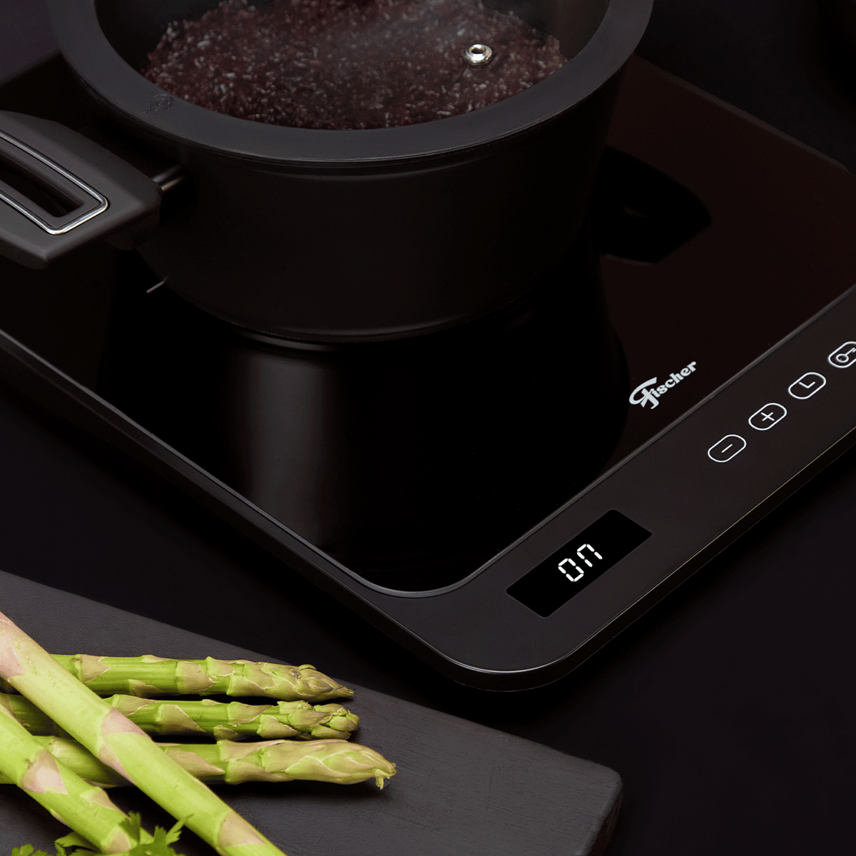Cooktop Indução Portátil Fischer 1 Boca Mesa Vitrocerâmica Touch Screen Preto Bivolt