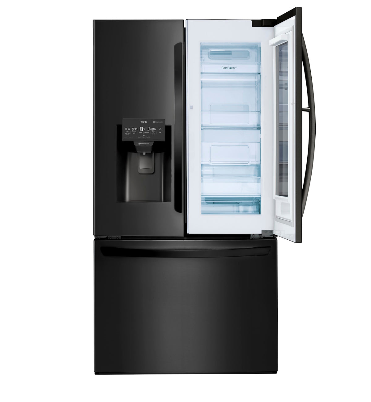 Refrigerador LG 660L 3 Portas French Door Inverse InstaView Inverter Água e Gelo na Porta Inox Black 220V