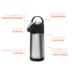 Garrafa Térmica Brinox 2,5L Inox