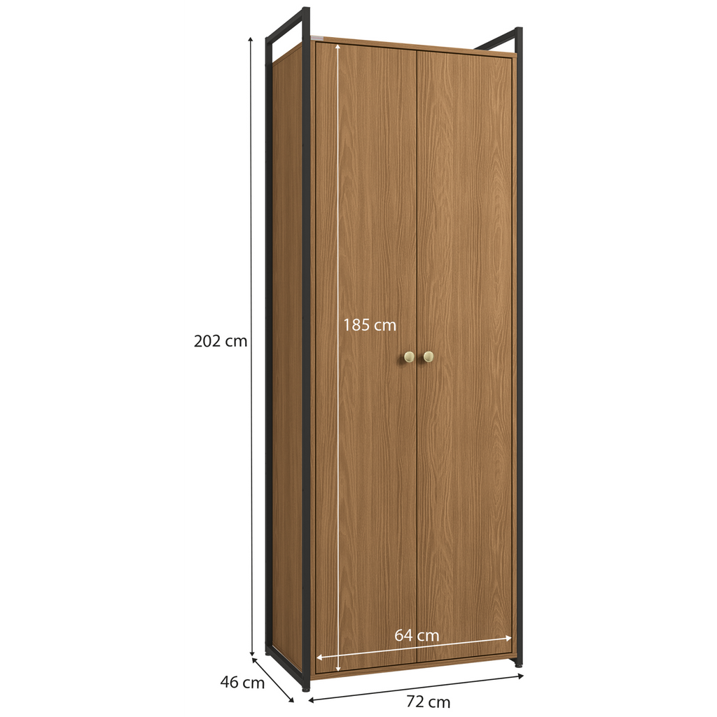 Armário Industrial Closet LI052 Kappesberg 72cm 2 Portas Canela e Preto Fosco